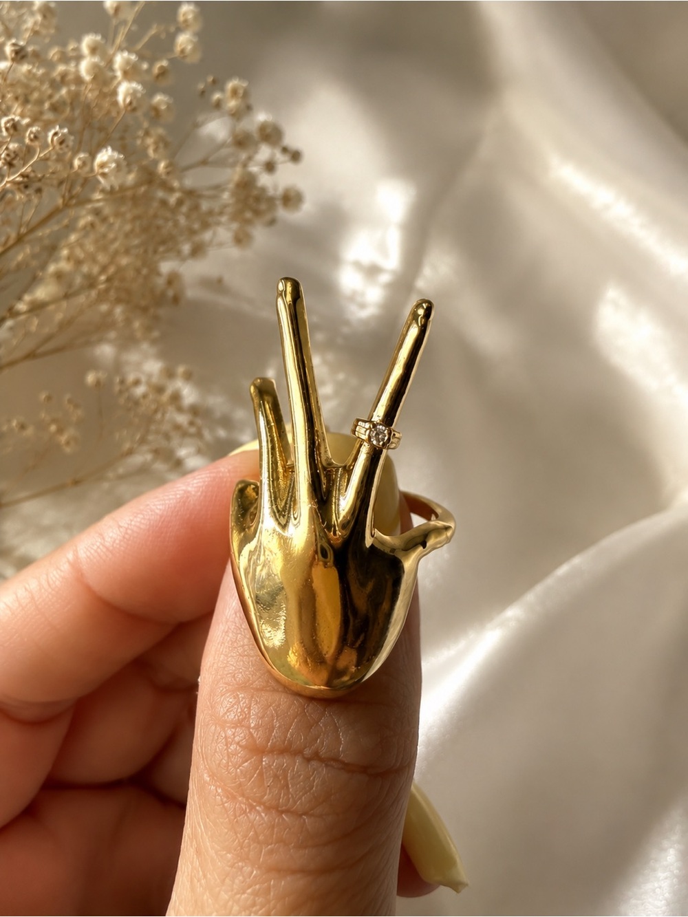 Anthropologie Shiny Gold Abstract Swallow Ring